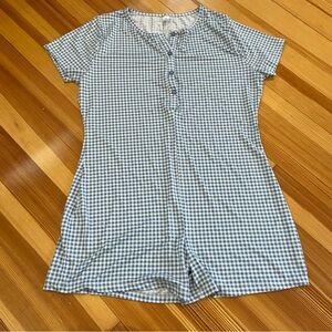 Blue and White Gingham Romper